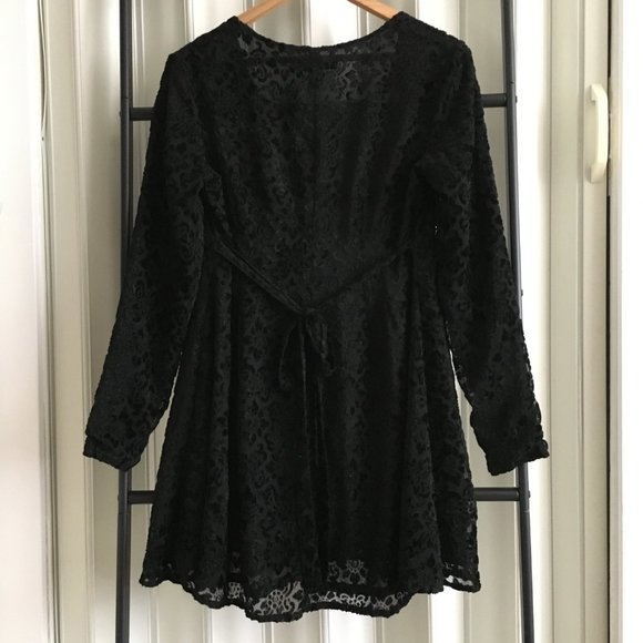 Vintage 90s Lydia GAP Velvet Burnout Gothic Damask Dress - Picture 4 of 11
